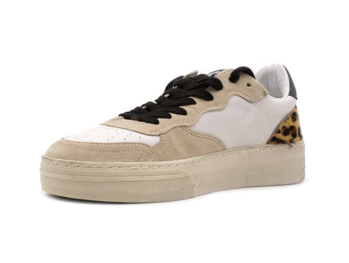 4B12 Women's Sneakers Hyper Animalier and Glitter Leather Upper