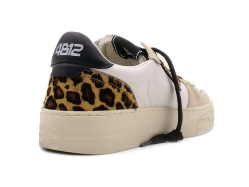 4B12 Women's Sneakers Hyper Animalier and Glitter Leather Upper