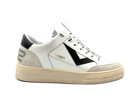 4B12 Scarpe Kyle Made in Italy Uomo Maxi Logo Tomaia Pelle Bianca