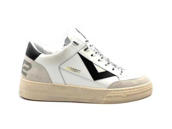 4B12 Scarpe Kyle Made in Italy Uomo Maxi Logo Tomaia Pelle Bianca