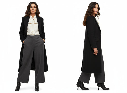 Look androgino elegante naturale con stivaletti Melluso neri