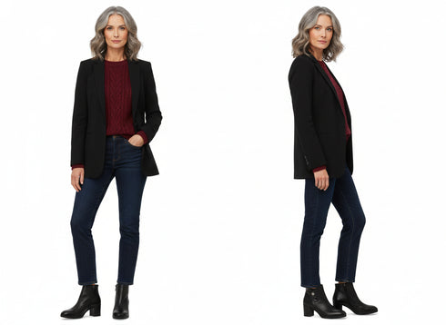 Look casual chic con stivaletti Melluso pelle nera tacco blocco