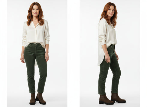 Look contrasto cromatico con stivaletti Melluso camoscio marrone