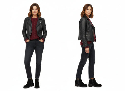 Look metropolitano con stivaletti Melluso camoscio nero vernice