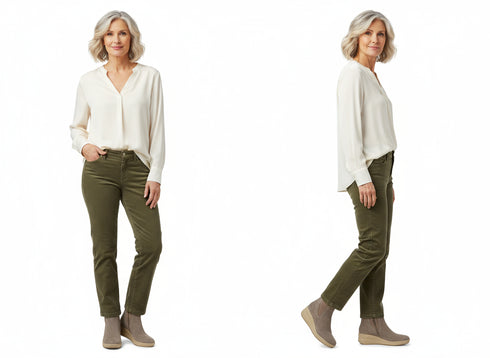 Look tempo libero con stivaletti Melluso beige zip interna visibile