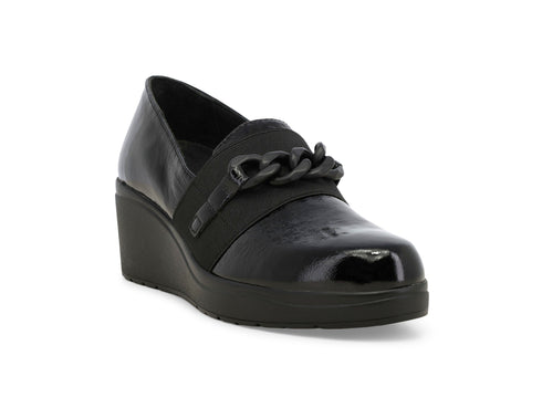 Melluso Women's Slip-on in Patent Leather with Wedge and Decorative Chain