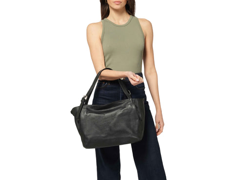 Melluso Soft Black Leather Shoulder Bag