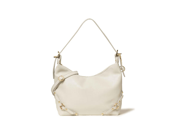 Melluso Borsa Hobo in Pelle Beige Ghiaccio con Dettagli Dorati -BOR558-250565