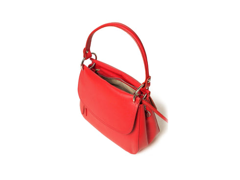 Melluso Red Leather Flap Shoulder Bag