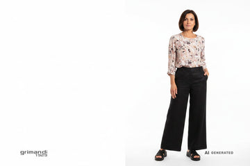 Melluso R80232Q Strass Nero - Palazzo Lino Nero Blusa Viscosa Stampata - AI-Generated Model