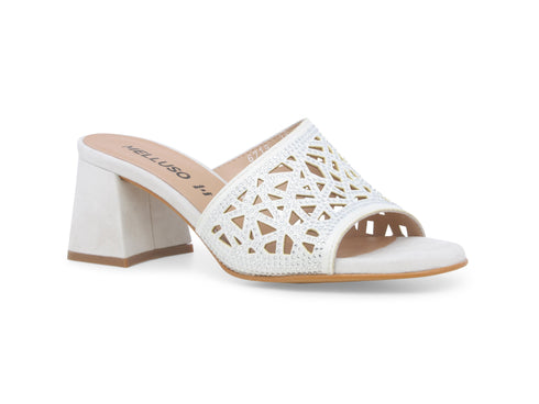 Melluso Women's Elegant Slipper in Carved Suede with Rhinestones
