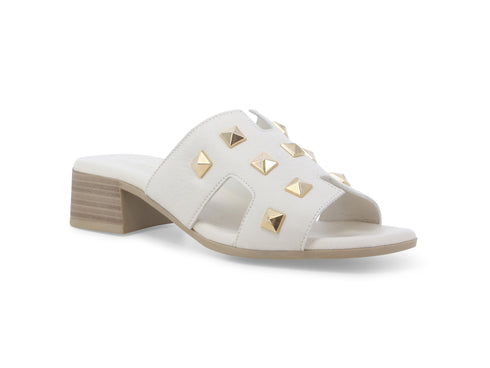 Melluso Women's Slippers with Gold Studs Leather Upper