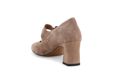 Dettaglio tacco blocco 6 cm e suola gomma décolleté Melluso