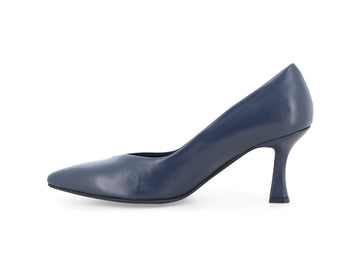 Vista laterale e silhouette décolleté Melluso Donna in pelle blu