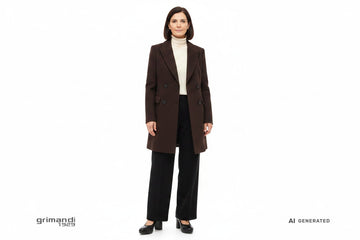 Outfit 2 Autunno Inverno – Cappotto doppiopetto cioccolato con cashmere crema e pantaloni flanella nera