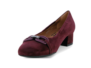 Melluso Women's Pumps in Burgundy Suede with Block Heel