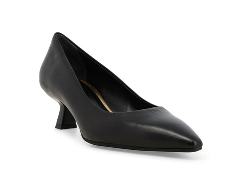 Melluso Women's Black Leather Pumps with Spool Heel