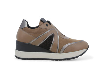 Melluso Scarpe Slip-on Comode Zeppa Tomaia Pelle Camoscio Beige R25551W-243993