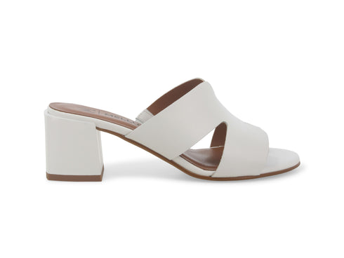 Melluso Donna Ciabatte una Fascia Tacco Grosso Tomaia Pelle Bianca K35136W-234827