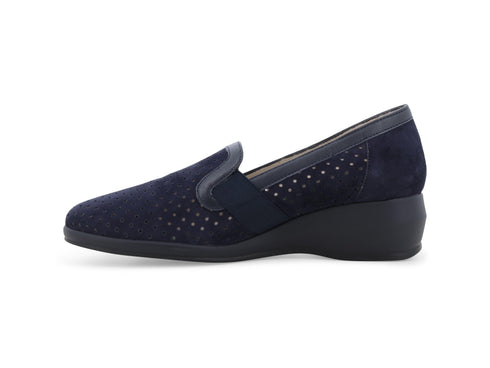 Melluso Mocassino Camoscio Blu - Dettaglio laterale R30618Q-260668