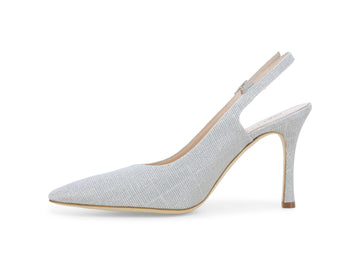 Melluso Slingback Tessuto Argento - Dettaglio laterale D188Q-257692