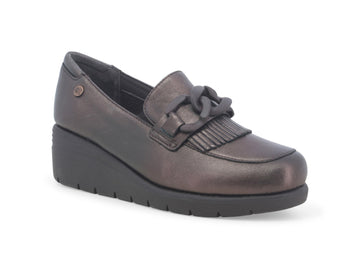 Melluso Women's Loafers with Chain Wedge Leather Upper