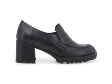 Melluso Donna Mocassino Invernale Tacco Largo Tomaia Pelle Nera L5251W-240354