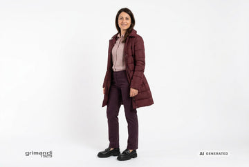 Mocassini Melluso donna indossati con trench imbottito merlot, camicia lana a quadretti panna e rosa antico e chino prugna. Outfit 2