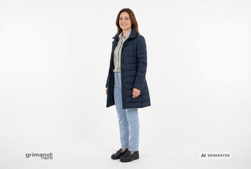 Mocassini Melluso donna indossati con trench blu notte, camicia lana a quadretti perla e panna e chino azzurro polvere. Outfit 2