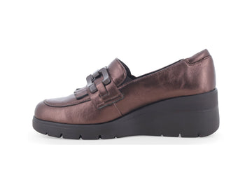 Vista laterale e silhouette mocassini Melluso Donna in pelle bronzo
