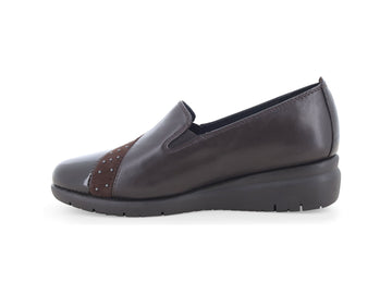 Vista laterale e silhouette mocassini Melluso Donna in pelle marrone