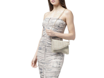 Melluso Pochette Gioiello in Tessuto Galassia Platino