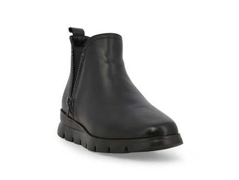 Melluso Stivaletto Comfort Nero in Pelle con Doppia Zip e Zeppa