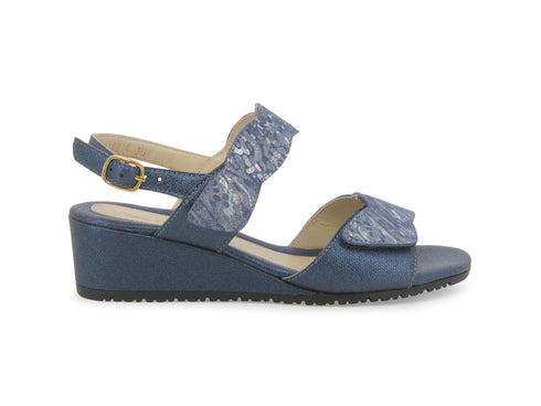 Melluso Sandali Donna Chiusura 2 Strappi Zeppa Pelle Blu Jeans K95421-233259