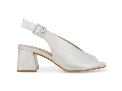 Melluso Sandali Tomaia Accollata in Pelle Metallizzata Platino N622Z-243637