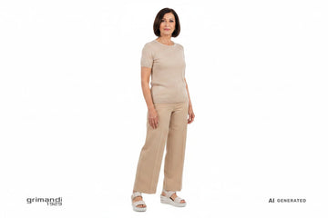 Melluso 019227Q Beige Velcro - Pantalone Cady Sabbia Top Maglia - AI-Generated Model