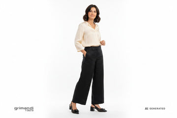 Outfit Palazzo Melluso V314Q Nero Traforato - AI-Generated Model