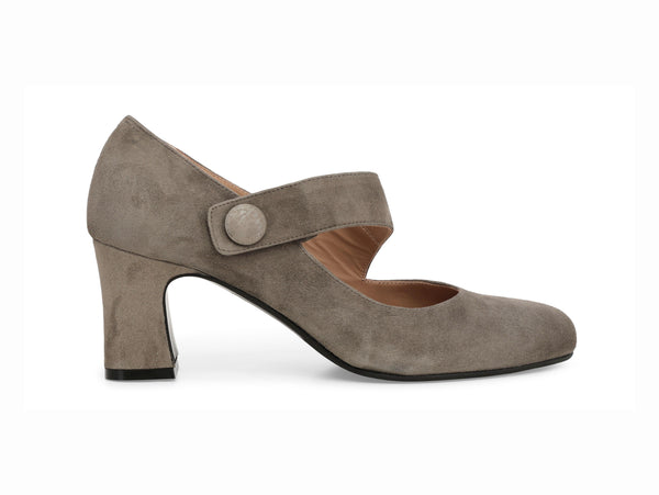 Melluso Décolleté Autunnale in Camoscio Beige con Tacco e Cinturino -X5225-250562