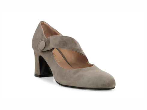 Melluso Décolleté Autunnale in Camoscio Beige con Tacco e Cinturino