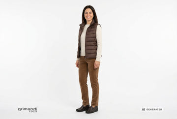 Mocassini Melluso con gilet cioccolato e pantaloni nocciola. Outfit 1