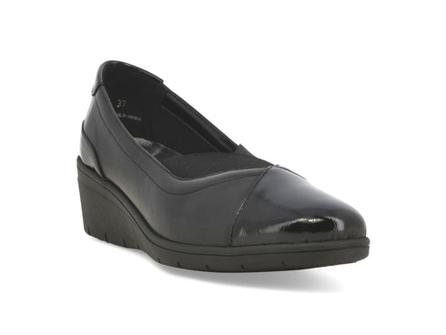 Melluso Scarpa Nera Donna in Pelle e Vernice con Zeppa Comoda