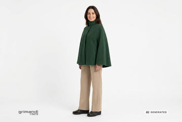 Mocassini Melluso con cappa verde bosco e pantaloni palazzo corda. Outfit 1