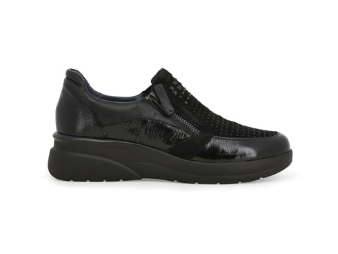 Melluso Calzatura Comfort Nera con Zip e Borchie tono su tono K55441Z-250744