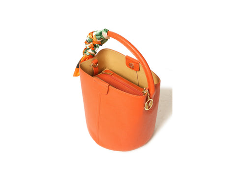 Melluso Leather Bucket Bag with Scarf and Shoulder Strap
