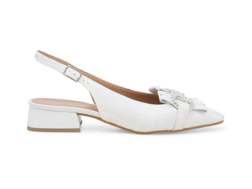 Melluso Slingback Donna con Fibbie Gioiello Tacco Basso Bianco V703-244078
