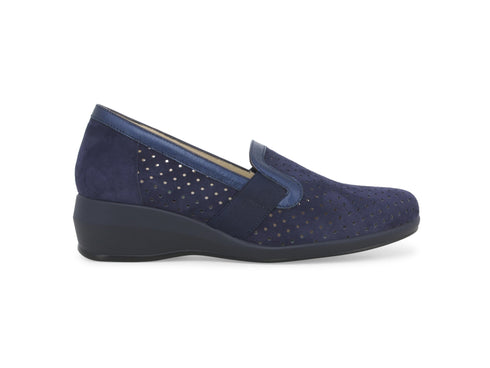 Melluso Scarpe Estive Zeppa Accollate Camoscio Microforato Blu R30618Z-246161