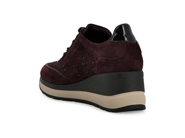 Melluso Women's Burgundy Suede Sneaker with Wedge and Zip