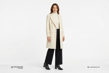 Stivaletti Melluso donna indossati con cappotto lana crema, dolcevita cashmere avorio e pantaloni ampi flanella nera. Outfit 2