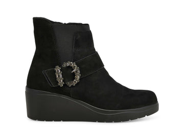 Melluso Stivaletto Comfort Nero Camoscio con Zeppa e Fibbia Gioiello K53019-250870