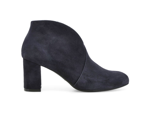 Melluso Navy Blue Suede Ankle Boot with Heel and Internal Zip